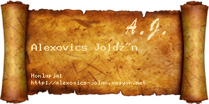 Alexovics Jolán névjegykártya