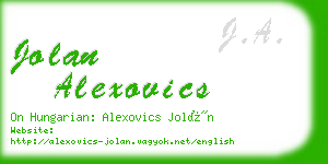 jolan alexovics business card